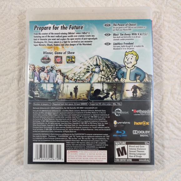 Fallout 3 (Sony PlayStation 3, 2008) Mature 17+ Rating - Picture 2 of 5